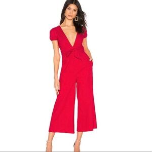 Revolve Majorelle Jumpsuit‎ Womens XS Linen Blend Wide Leg Cropped Summer Read